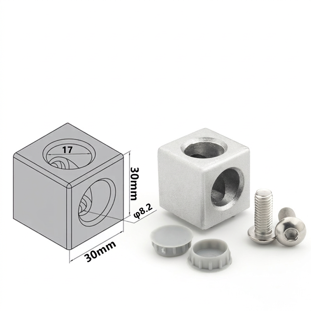 Aluminum Profile 2-Way &amp; 3-Way Cube Corner Connectors (1515 / 2020 / 3030 / 4040 Series)