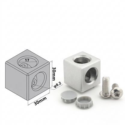 Aluminum Profile 2-Way &amp; 3-Way Cube Corner Connectors (1515 / 2020 / 3030 / 4040 Series)