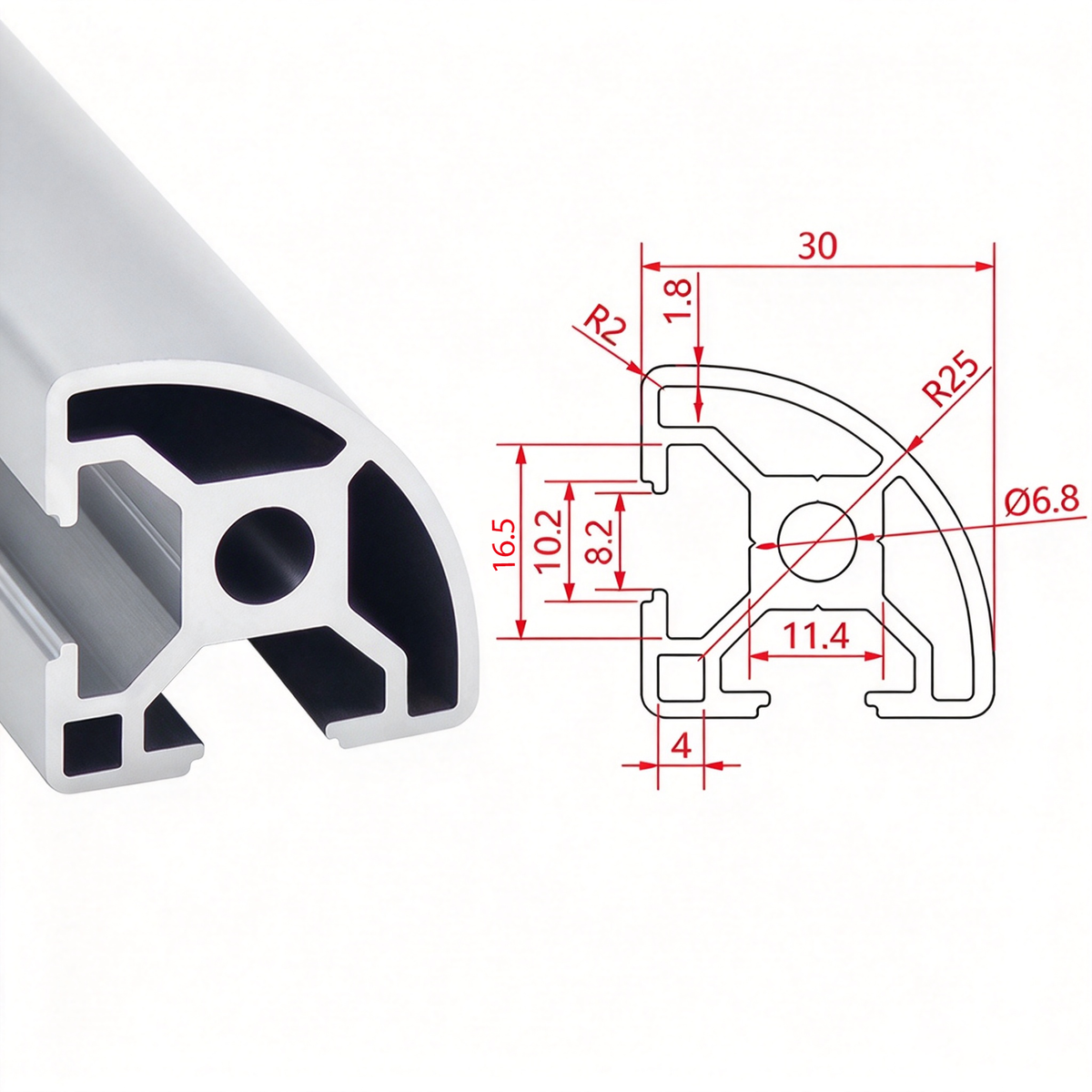 Europäischer Standard 3030 T-Nut-Aluminium-Extrusionsprofil - 8mm Nut Industrieller Rahmenbau