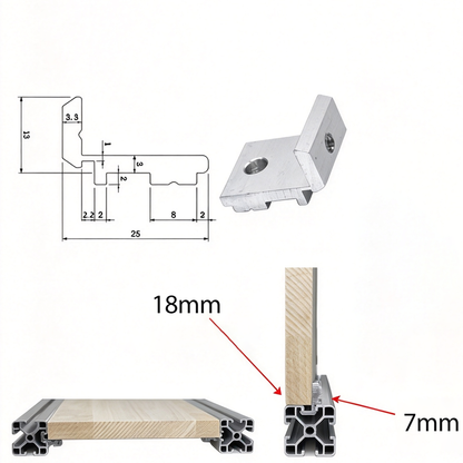 Aluminum Profile Side Panel Mounting Block - Panel Fastener Holder with Screws (2020 / 3030 / 4040 Series)