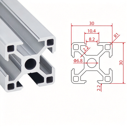 Europäischer Standard 3030 T-Nut-Aluminium-Extrusionsprofil - 8mm Nut Industrieller Rahmenbau