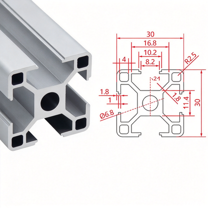 Europäischer Standard 3030 T-Nut-Aluminium-Extrusionsprofil - 8mm Nut Industrieller Rahmenbau