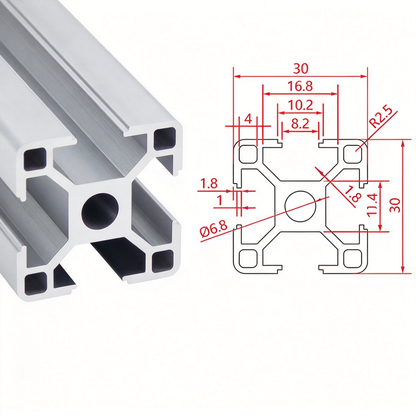 Europäischer Standard 3030 T-Nut-Aluminium-Extrusionsprofil - 8mm Nut Industrieller Rahmenbau