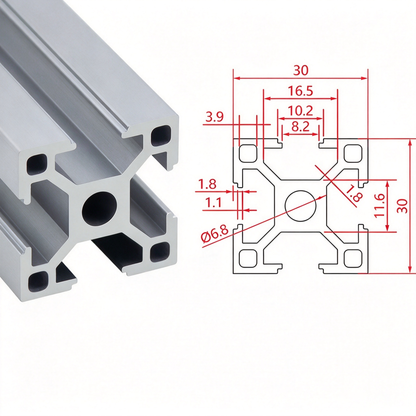 Europäischer Standard 3030 T-Nut-Aluminium-Extrusionsprofil - 8mm Nut Industrieller Rahmenbau