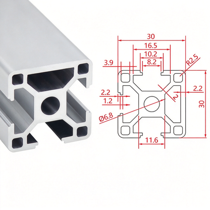 Europäischer Standard 3030 T-Nut-Aluminium-Extrusionsprofil - 8mm Nut Industrieller Rahmenbau