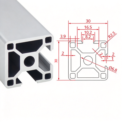 Europäischer Standard 3030 T-Nut-Aluminium-Extrusionsprofil - 8mm Nut Industrieller Rahmenbau