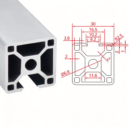 Europäischer Standard 3030 T-Nut-Aluminium-Extrusionsprofil - 8mm Nut Industrieller Rahmenbau
