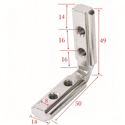 European Standard Inside Corner Bracket - Concealed L-Joint Connector for Aluminum Profiles (15 / 20 / 30 / 40 / 45 / 50 Series)