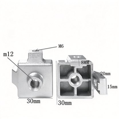 Endfuß-Montageblock für Aluminiumprofile – Gewindeadapter (20 / 30 / 40 / 45er-Serie)