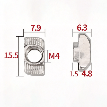 EU Standard T-Slot Nut for Aluminum Extrusion Profiles - M3 to M8 (Carbon Steel & Stainless Steel)