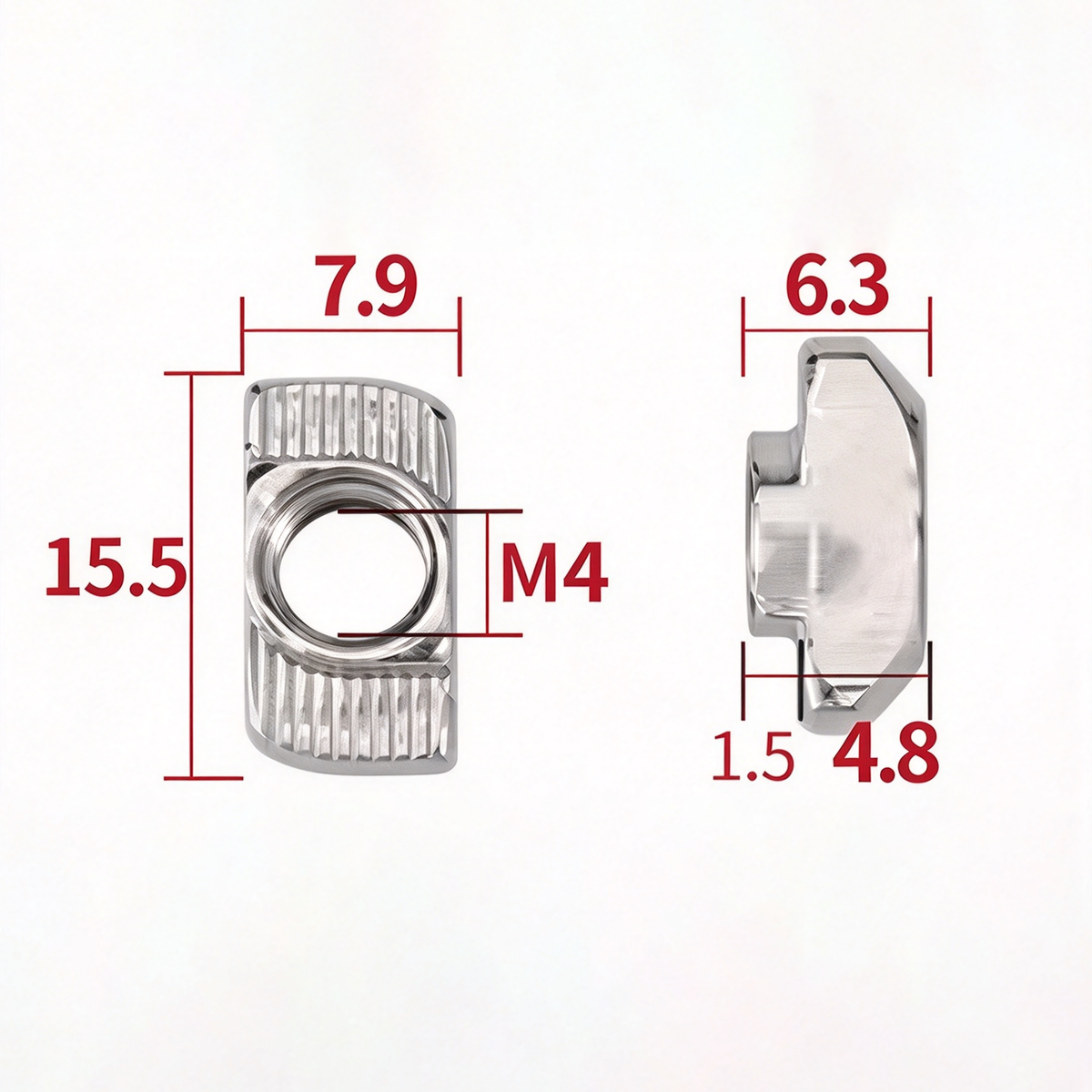 EU Standard T-Slot Nut for Aluminum Extrusion Profiles - M3 to M8 (Carbon Steel & Stainless Steel)