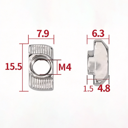 EU Standard T-Slot Nut for Aluminum Extrusion Profiles - M3 to M8 (Carbon Steel & Stainless Steel)