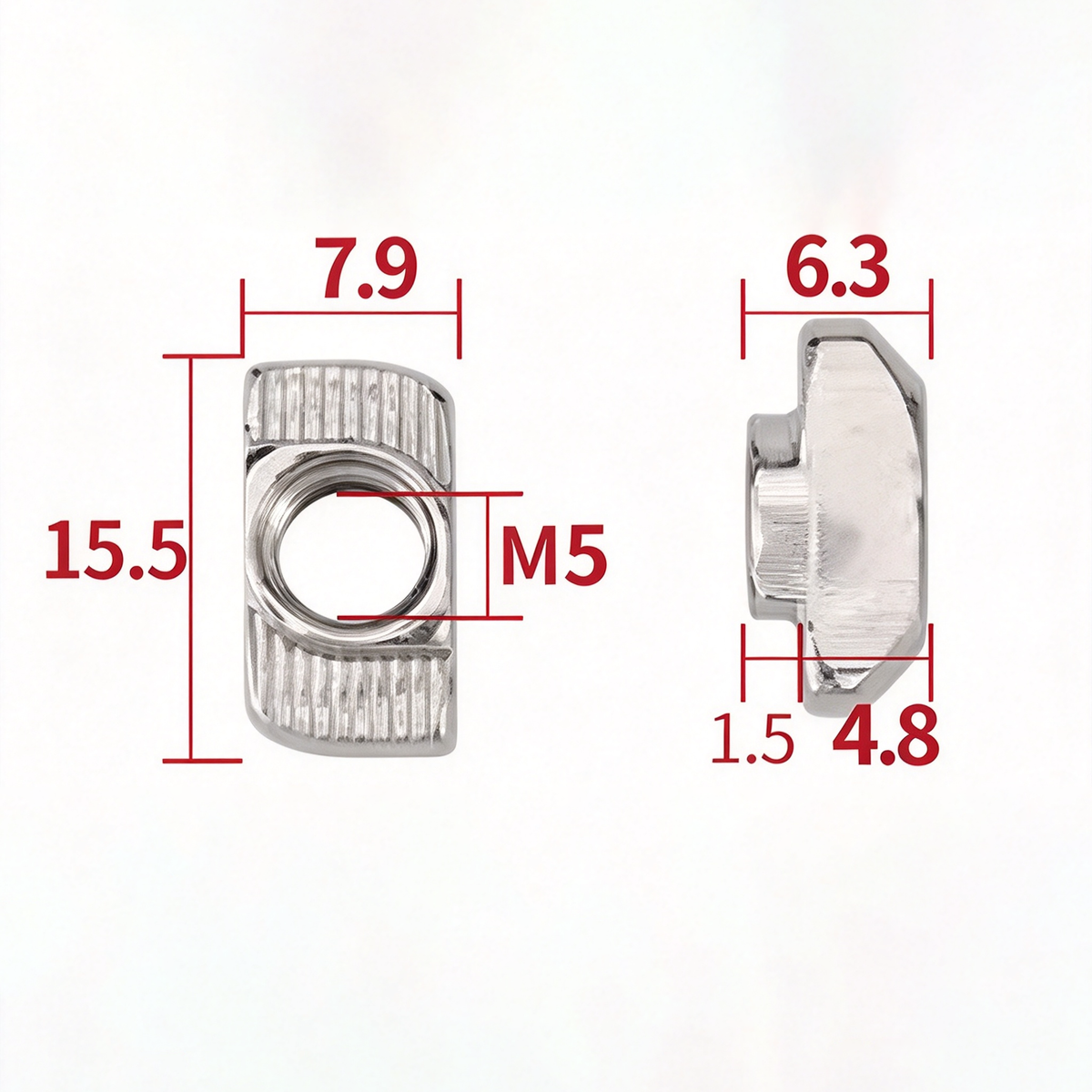 EU Standard T-Slot Nut for Aluminum Extrusion Profiles - M3 to M8 (Carbon Steel & Stainless Steel)