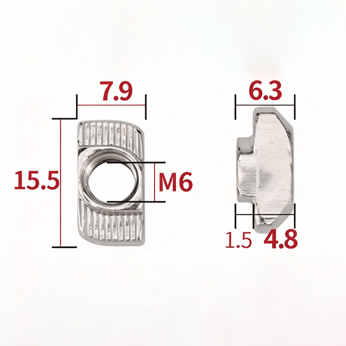 EU Standard T-Slot Nut for Aluminum Extrusion Profiles - M3 to M8 (Carbon Steel & Stainless Steel)