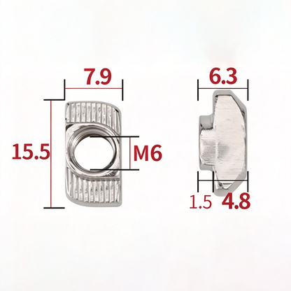 EU Standard T-Slot Nut for Aluminum Extrusion Profiles - M3 to M8 (Carbon Steel & Stainless Steel)