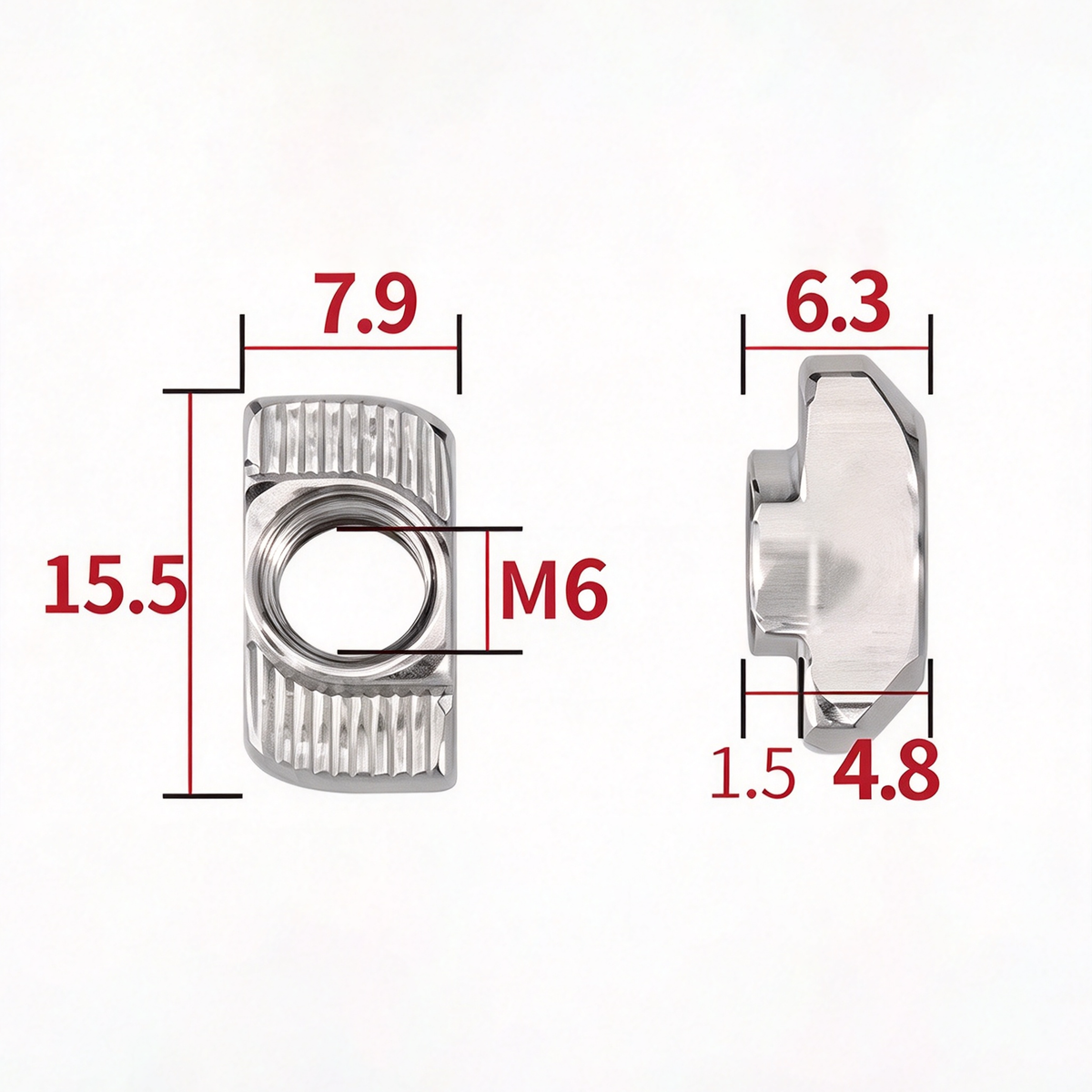 EU Standard T-Slot Nut for Aluminum Extrusion Profiles - M3 to M8 (Carbon Steel & Stainless Steel)