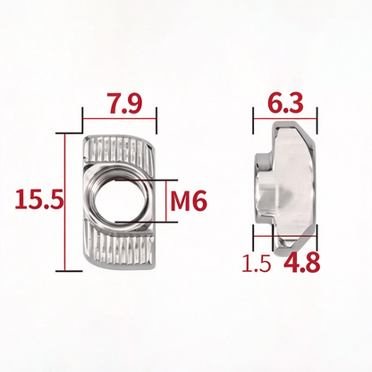 EU Standard T-Slot Nut for Aluminum Extrusion Profiles - M3 to M8 (Carbon Steel & Stainless Steel)