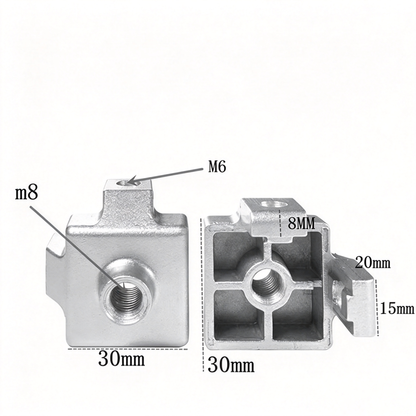 Endfuß-Montageblock für Aluminiumprofile – Gewindeadapter (20 / 30 / 40 / 45er-Serie)
