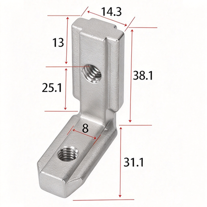 European Standard Inside Corner Bracket - Concealed L-Joint Connector for Aluminum Profiles (15 / 20 / 30 / 40 / 45 / 50 Series)