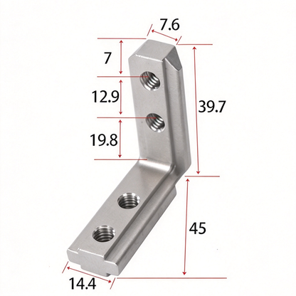 European Standard Inside Corner Bracket - Concealed L-Joint Connector for Aluminum Profiles (15 / 20 / 30 / 40 / 45 / 50 Series)