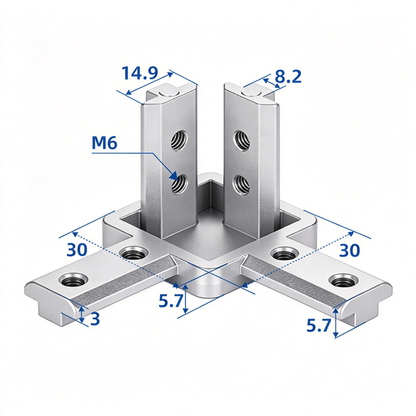 Aluminum Profile 2-Way &amp; 3-Way Cube Corner Connectors (1515 / 2020 / 3030 / 4040 Series)