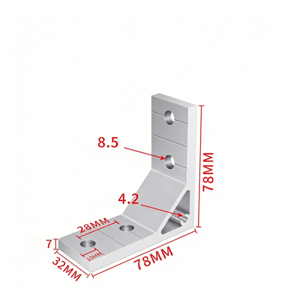 Aluminum Extrusion Corner Bracket - 90/45/135 Degree (2020 to 8080 Series)