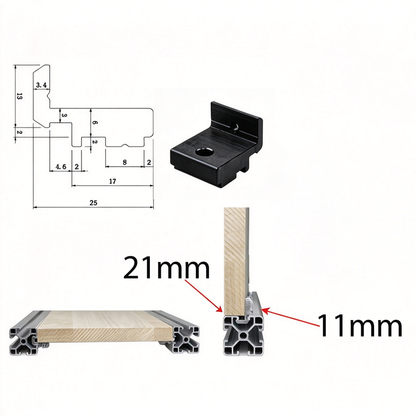 Aluminum Profile Side Panel Mounting Block - Panel Fastener Holder with Screws (2020 / 3030 / 4040 Series)
