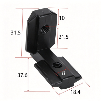 European Standard Inside Corner Bracket - Concealed L-Joint Connector for Aluminum Profiles (15 / 20 / 30 / 40 / 45 / 50 Series)