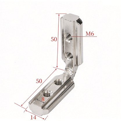 European Standard Inside Corner Bracket - Concealed L-Joint Connector for Aluminum Profiles (15 / 20 / 30 / 40 / 45 / 50 Series)