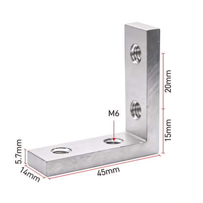 European Standard Inside Corner Bracket - Concealed L-Joint Connector for Aluminum Profiles (15 / 20 / 30 / 40 / 45 / 50 Series)
