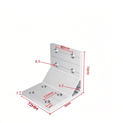 Aluminum Extrusion Corner Bracket - 90/45/135 Degree (2020 to 8080 Series)