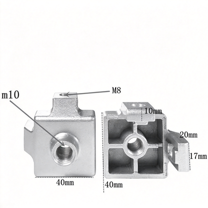Endfuß-Montageblock für Aluminiumprofile – Gewindeadapter (20 / 30 / 40 / 45er-Serie)