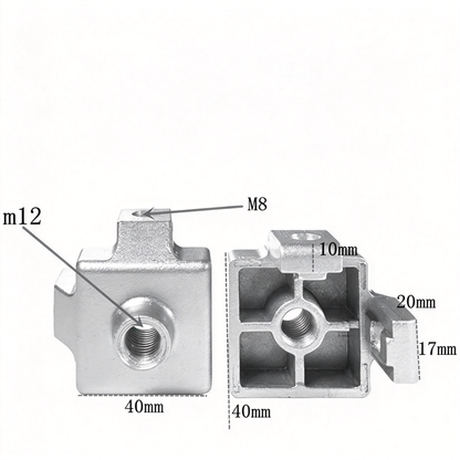 Endfuß-Montageblock für Aluminiumprofile – Gewindeadapter (20 / 30 / 40 / 45er-Serie)