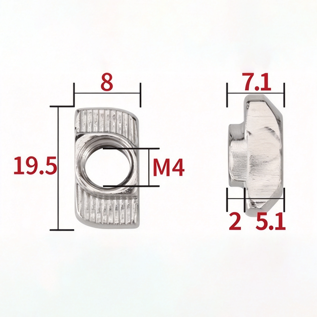 EU Standard T-Slot Nut for Aluminum Extrusion Profiles - M3 to M8 (Carbon Steel & Stainless Steel)