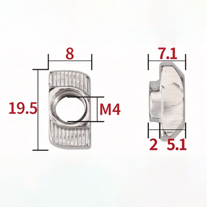 EU Standard T-Slot Nut for Aluminum Extrusion Profiles - M3 to M8 (Carbon Steel & Stainless Steel)