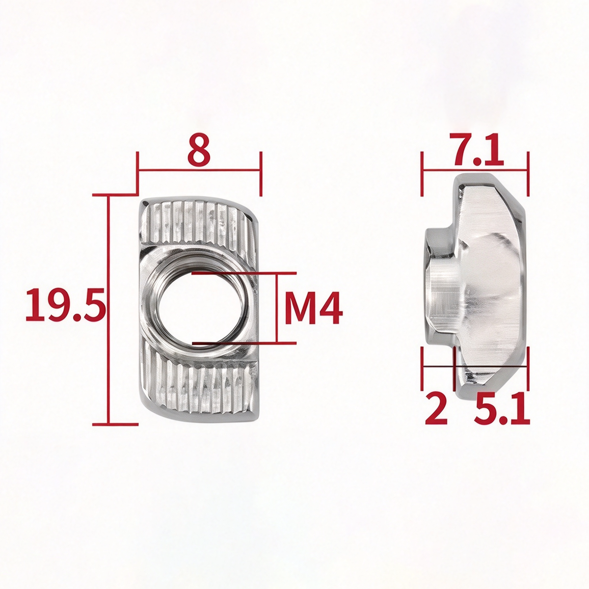 EU Standard T-Slot Nut for Aluminum Extrusion Profiles - M3 to M8 (Carbon Steel & Stainless Steel)