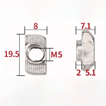 EU Standard T-Slot Nut for Aluminum Extrusion Profiles - M3 to M8 (Carbon Steel & Stainless Steel)