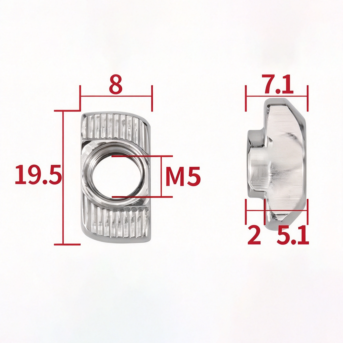 EU Standard T-Slot Nut for Aluminum Extrusion Profiles - M3 to M8 (Carbon Steel & Stainless Steel)