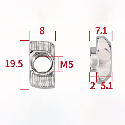 EU Standard T-Slot Nut for Aluminum Extrusion Profiles - M3 to M8 (Carbon Steel & Stainless Steel)