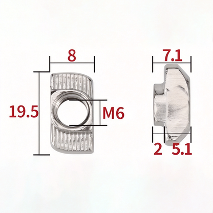 EU Standard T-Slot Nut for Aluminum Extrusion Profiles - M3 to M8 (Carbon Steel & Stainless Steel)