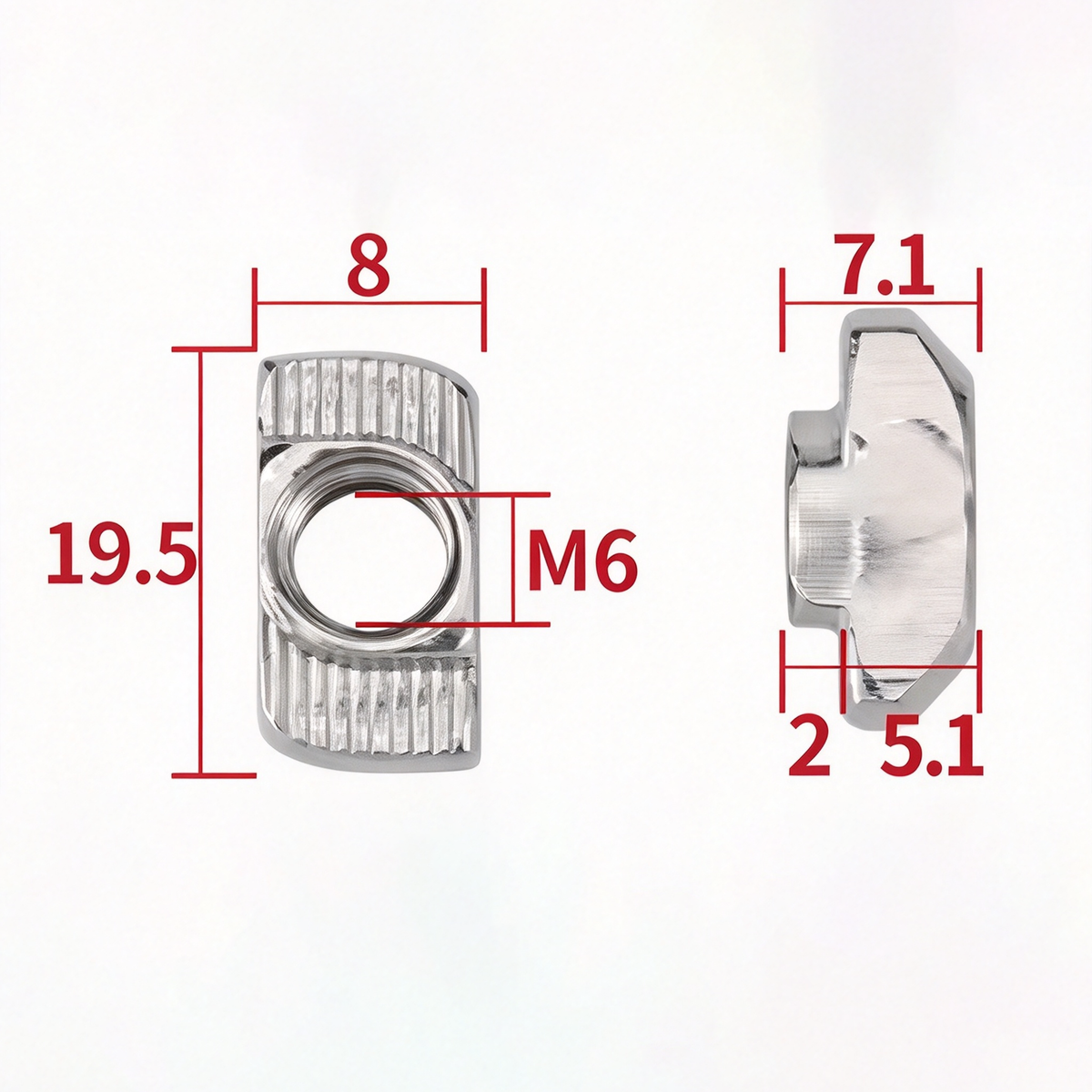 EU Standard T-Slot Nut for Aluminum Extrusion Profiles - M3 to M8 (Carbon Steel & Stainless Steel)