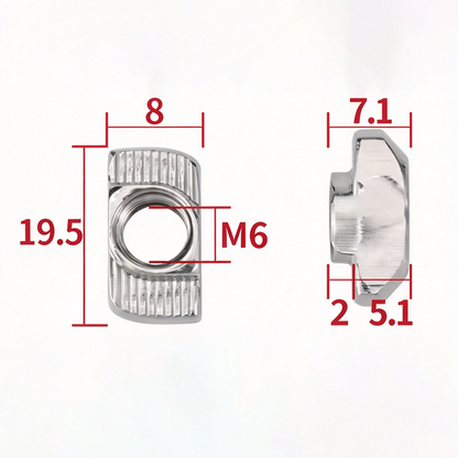 EU Standard T-Slot Nut for Aluminum Extrusion Profiles - M3 to M8 (Carbon Steel & Stainless Steel)
