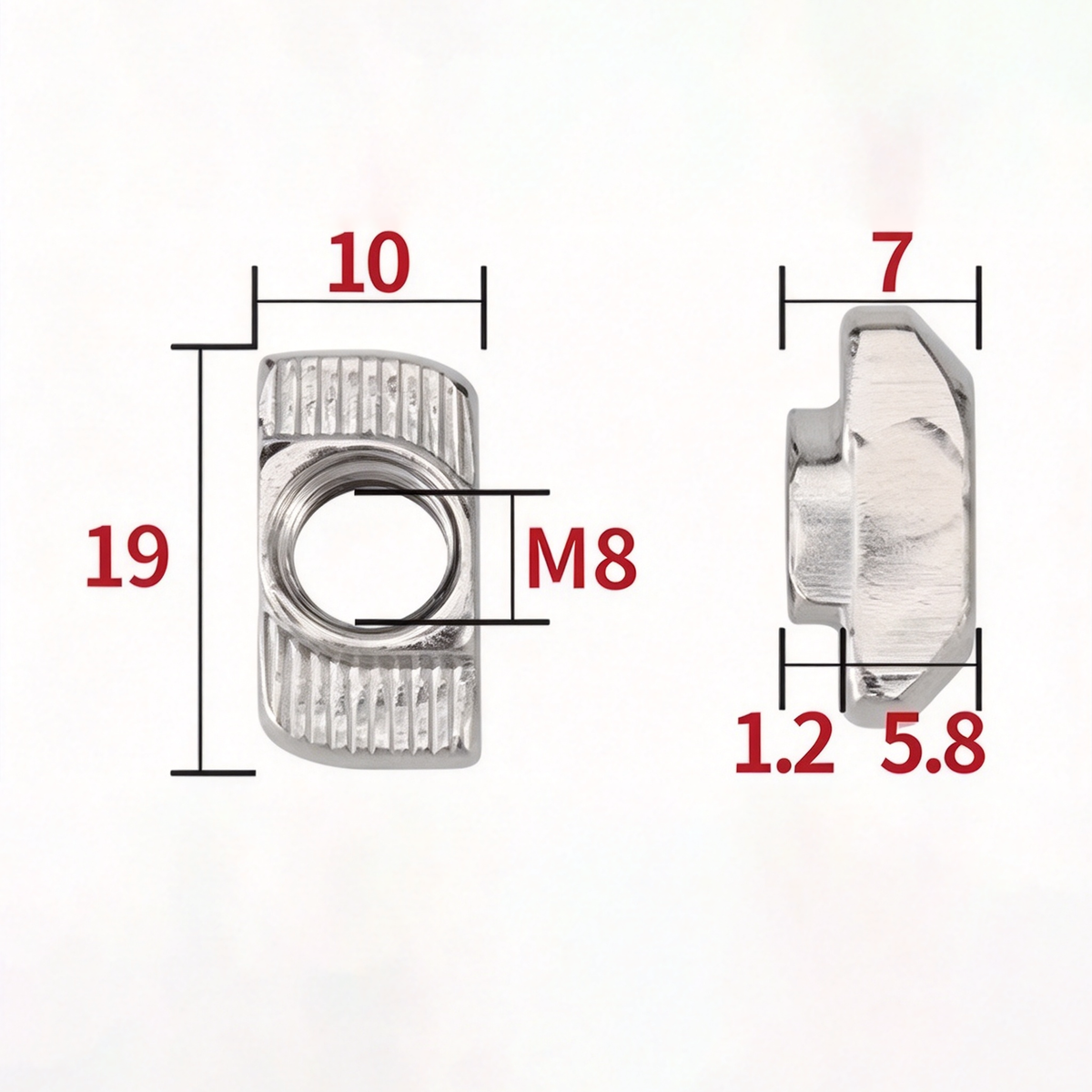 EU Standard T-Slot Nut for Aluminum Extrusion Profiles - M3 to M8 (Carbon Steel & Stainless Steel)