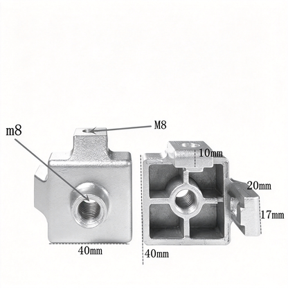 Endfuß-Montageblock für Aluminiumprofile – Gewindeadapter (20 / 30 / 40 / 45er-Serie)