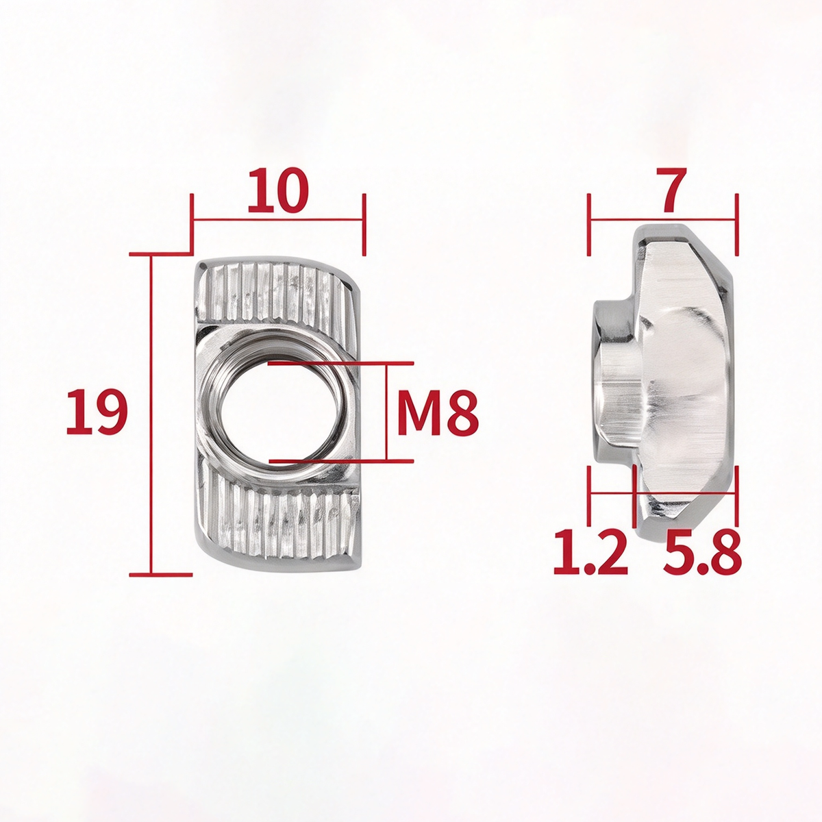 EU Standard T-Slot Nut for Aluminum Extrusion Profiles - M3 to M8 (Carbon Steel & Stainless Steel)