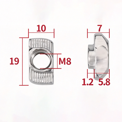 EU Standard T-Slot Nut for Aluminum Extrusion Profiles - M3 to M8 (Carbon Steel & Stainless Steel)