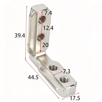 European Standard Inside Corner Bracket - Concealed L-Joint Connector for Aluminum Profiles (15 / 20 / 30 / 40 / 45 / 50 Series)