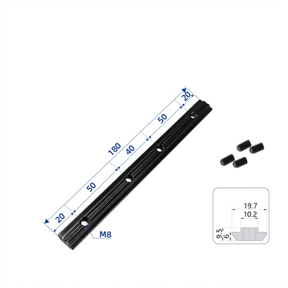 Inside Straight Line Connector for T-Slot Aluminum Extrusions - In-Line Profile Extension Joint