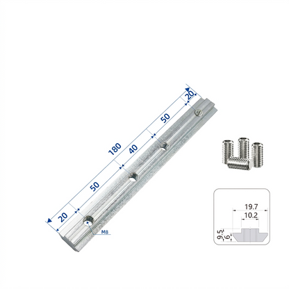 Inside Straight Line Connector for T-Slot Aluminum Extrusions - In-Line Profile Extension Joint