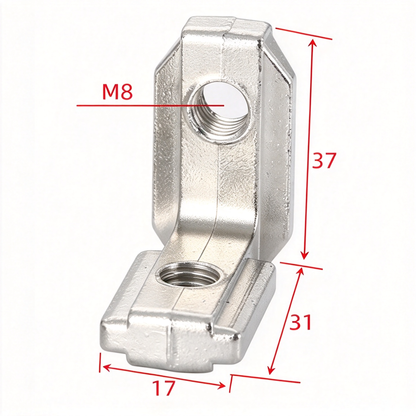 European Standard Inside Corner Bracket - Concealed L-Joint Connector for Aluminum Profiles (15 / 20 / 30 / 40 / 45 / 50 Series)
